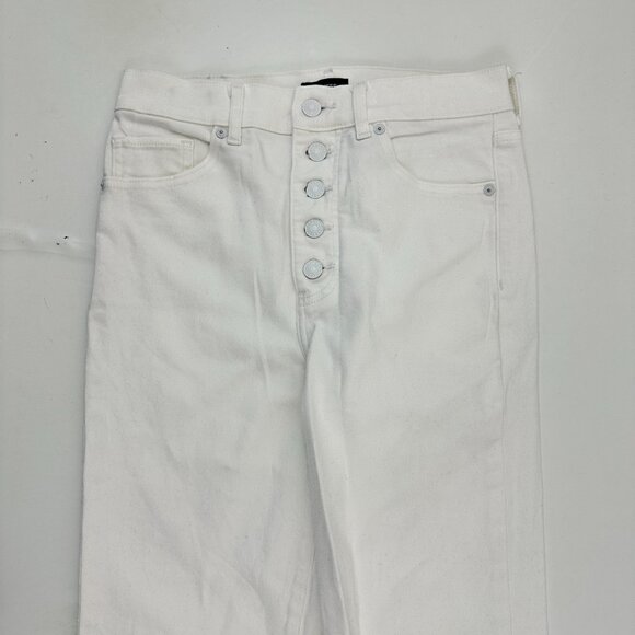 Express Mom Jean Super High Rise Button Fly Women's size 2 White Denim Jeans - Picture 2 of 5